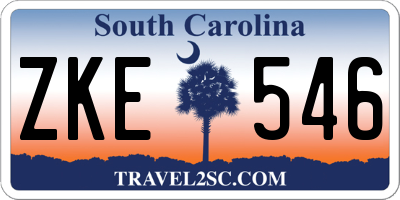 SC license plate ZKE546