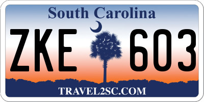 SC license plate ZKE603