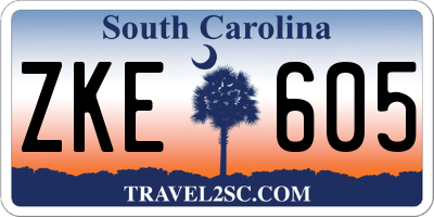 SC license plate ZKE605