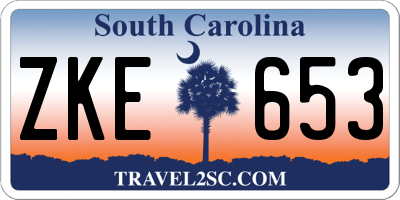 SC license plate ZKE653