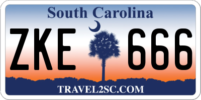 SC license plate ZKE666