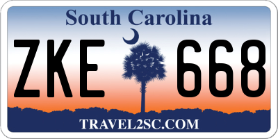 SC license plate ZKE668