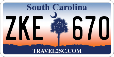 SC license plate ZKE670