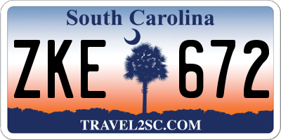 SC license plate ZKE672