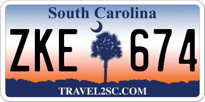 SC license plate ZKE674