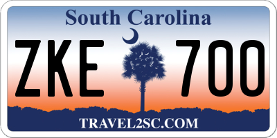 SC license plate ZKE700