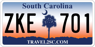 SC license plate ZKE701