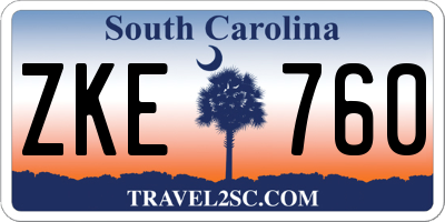 SC license plate ZKE760