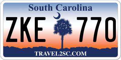 SC license plate ZKE770
