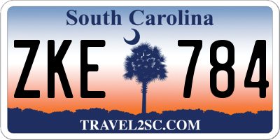 SC license plate ZKE784