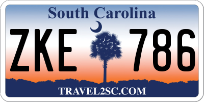 SC license plate ZKE786