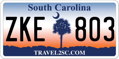 SC license plate ZKE803