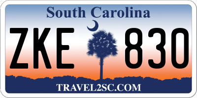 SC license plate ZKE830