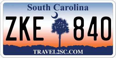SC license plate ZKE840