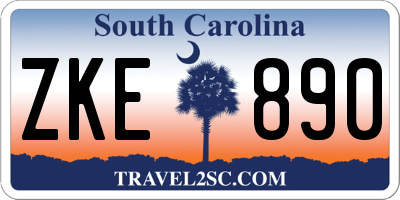 SC license plate ZKE890