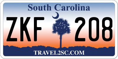 SC license plate ZKF208