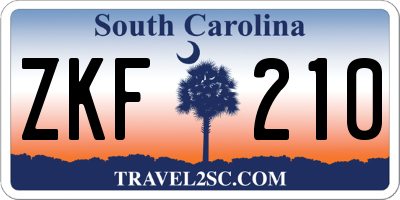 SC license plate ZKF210