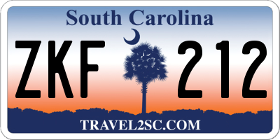 SC license plate ZKF212
