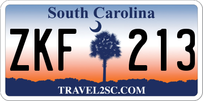 SC license plate ZKF213