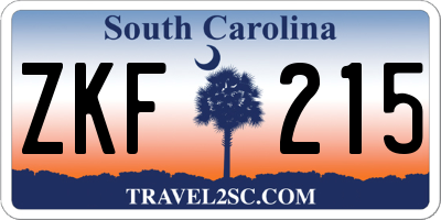 SC license plate ZKF215