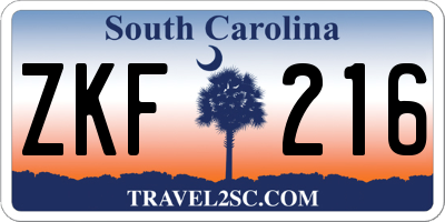 SC license plate ZKF216