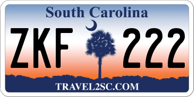 SC license plate ZKF222