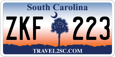 SC license plate ZKF223