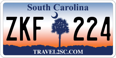 SC license plate ZKF224