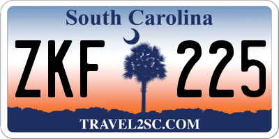 SC license plate ZKF225
