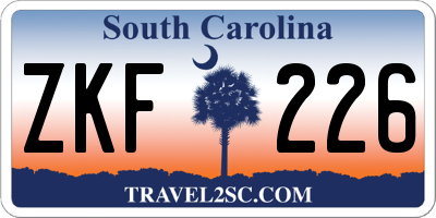 SC license plate ZKF226