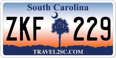 SC license plate ZKF229