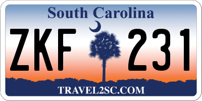 SC license plate ZKF231
