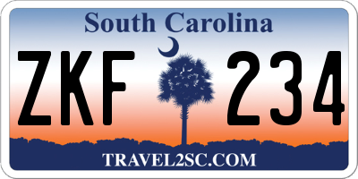 SC license plate ZKF234