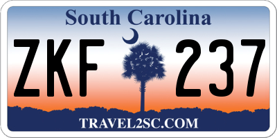 SC license plate ZKF237