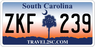 SC license plate ZKF239