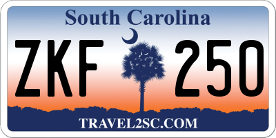 SC license plate ZKF250