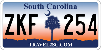 SC license plate ZKF254
