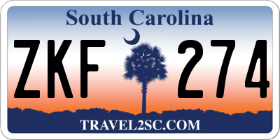 SC license plate ZKF274