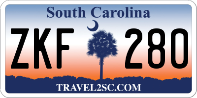 SC license plate ZKF280