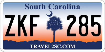 SC license plate ZKF285