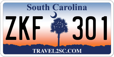 SC license plate ZKF301