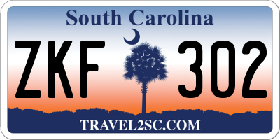 SC license plate ZKF302