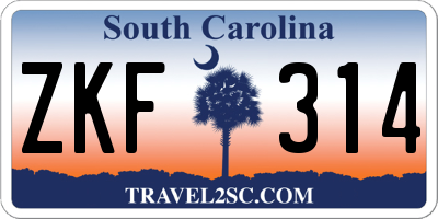 SC license plate ZKF314