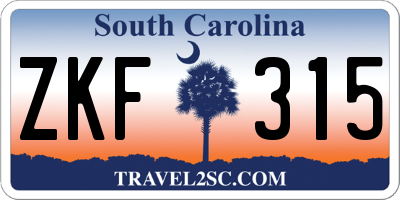 SC license plate ZKF315