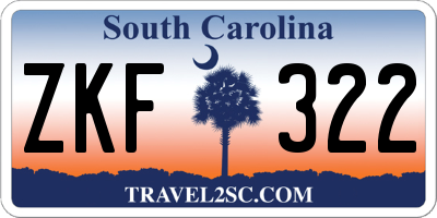 SC license plate ZKF322