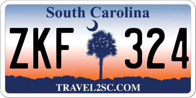 SC license plate ZKF324