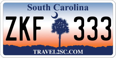SC license plate ZKF333
