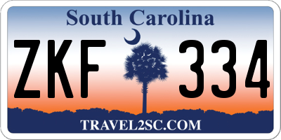 SC license plate ZKF334