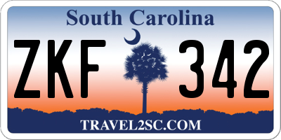 SC license plate ZKF342