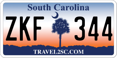 SC license plate ZKF344